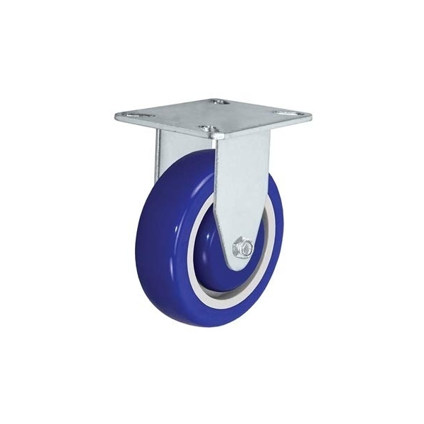 Casterhq 4"x1-1/4" Rigid Caster, Blue Polyurethane ON POLYOLEFIN CORE Wheel 24CR414PPU34Z-02 - main